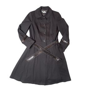 Zara Trench Coat with Peter Pan Collar & Sequin Embellishment Detail Size Large